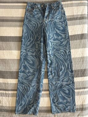 H&M Blue Swirl-Print Denim Jeans